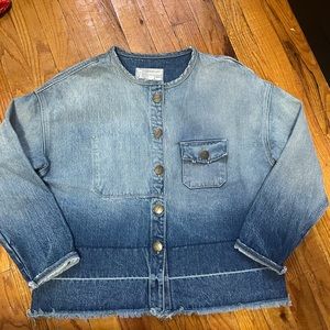 CURRENT /ELLIOT. INDIGO OMBRE w/ Wide Released Hem JACKET. Size: 1 (small)